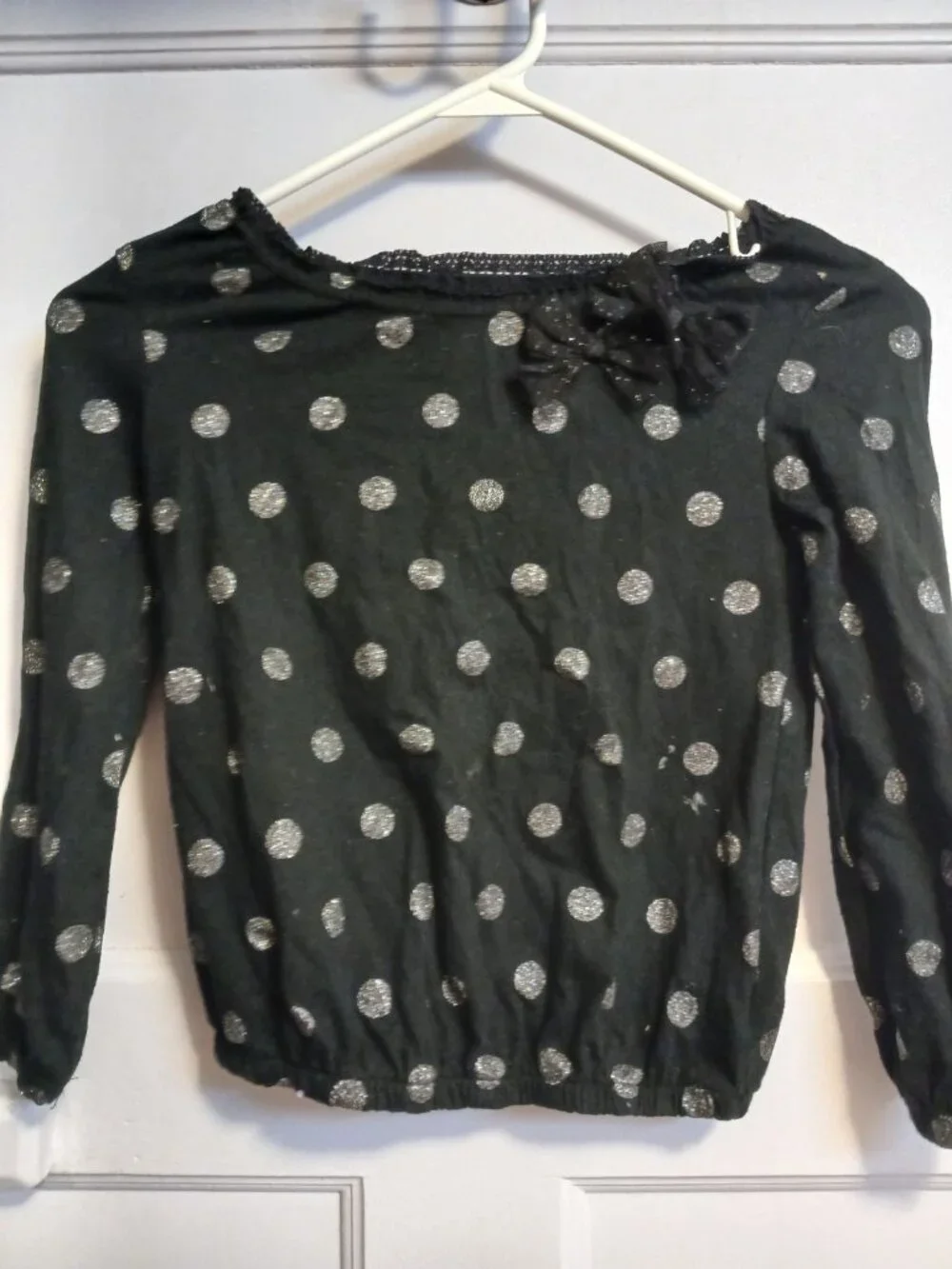 Cherokee Black and Silver Glitter Polka Dot Girls 5T shirt